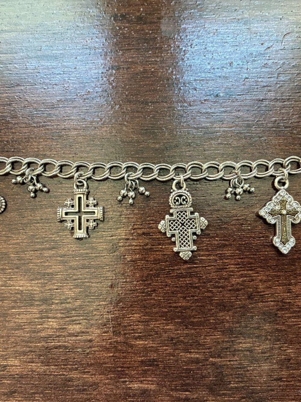 Brighton Women's "Crosses Across Cultures" silver 7-inch retired Charm Bracelet